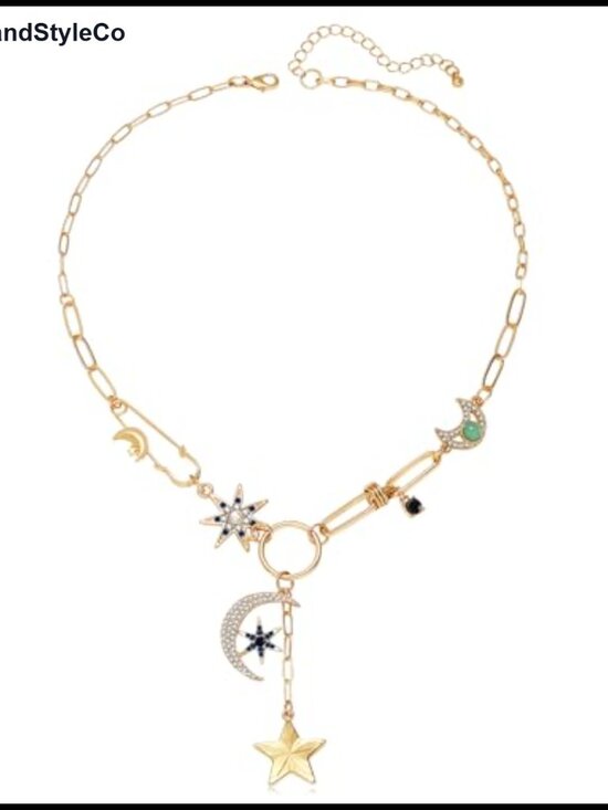 Jewelry - Gold Charm Necklace Evil Eye Coin Star Pendant